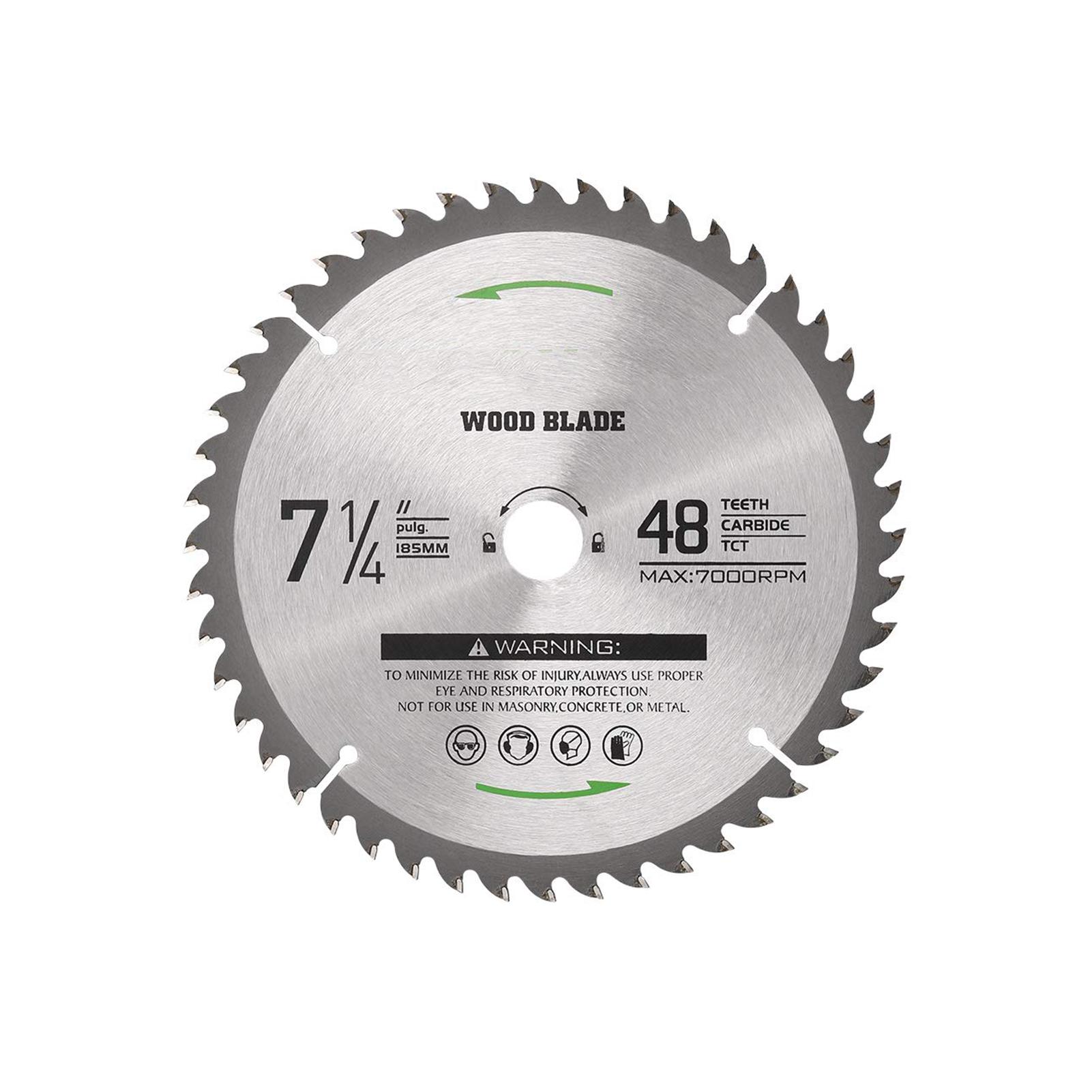 Circular Saw Blade 7-1/4'' 48 Tooth Tungsten Carbide Tipped Circular Wood Cutting Saw Blade with 5/8'' Arbor for Wood Cutting Max Speed 7000RPM Anti-clockwise Cutting Direction Arbor 5/8'' EU