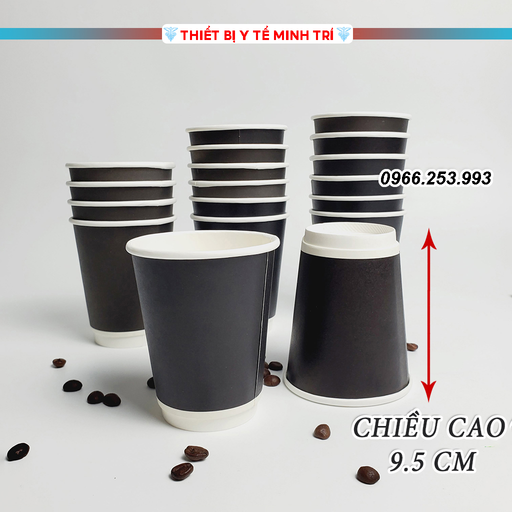 50 Ly giấy, cốc giấy dùng 1 lần 240ml - dày dặn 2 lớp - 8OZ
