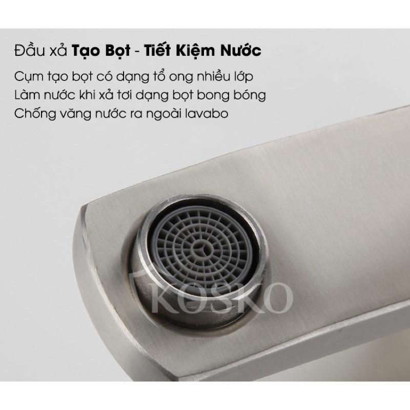 Vòi lavabo Nóng Lạnh inox SUS 304 vuông cao 30cm Hàng chuẩn loại 1 Tặng kèm dây cấp phù hợp với mọi loại chậu rửa mặt
