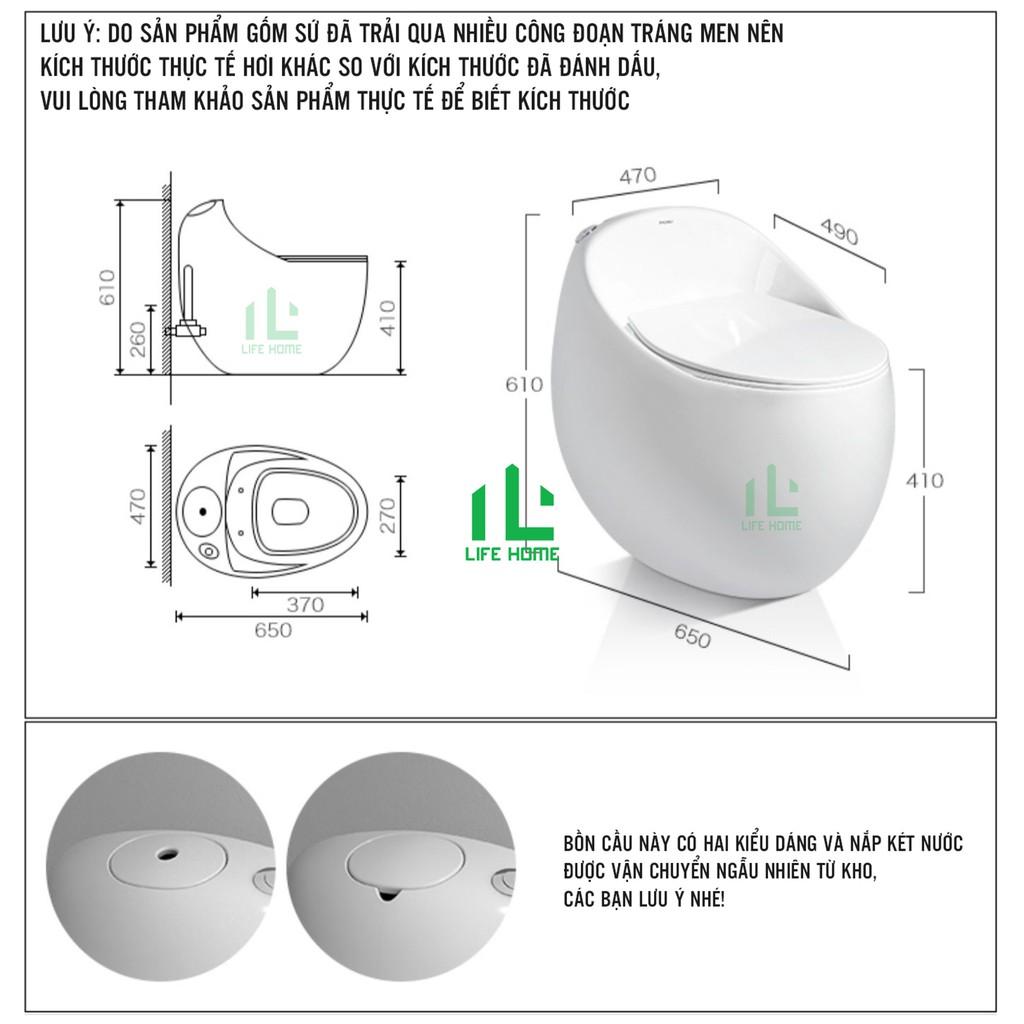 Bồn Cầu Liền Khối Hình Trứng Hiện Đại Cao Cấp - Bệt Trứng Công Nghệ Men Nano Chống Bám Bẩn Diệt Khuẩn Xã Xoáy Nắp Êm