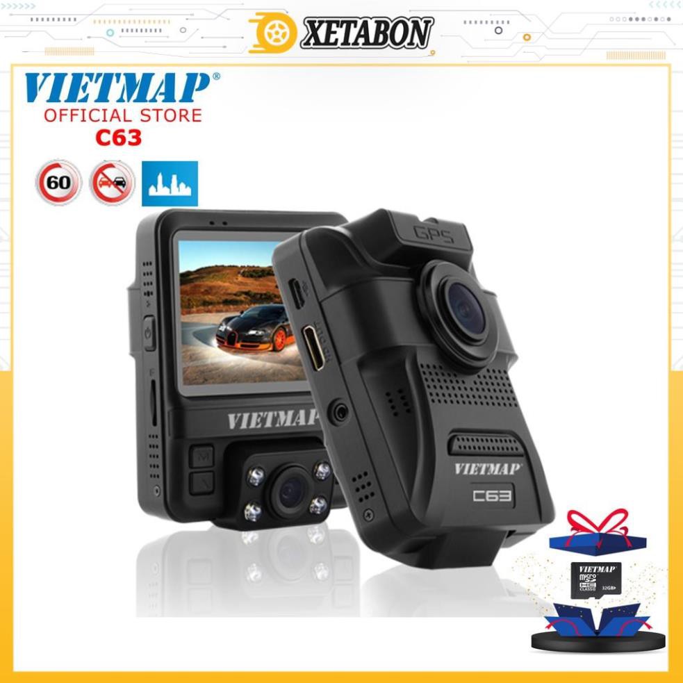 Camera Hành Trình VietMap C63 Ghi Hình Trước Trong Xe Full HD 1080P Hồng Ngoại, Cảnh Báo Giao Thông Bằng Giọng Nói +TẶNG THẺ 32GB