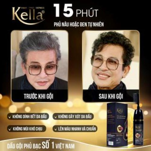 Dầu Gội Phủ Bạc kella Chiết Xuất Thảo Dược Màu Đen Tự Nhiên
