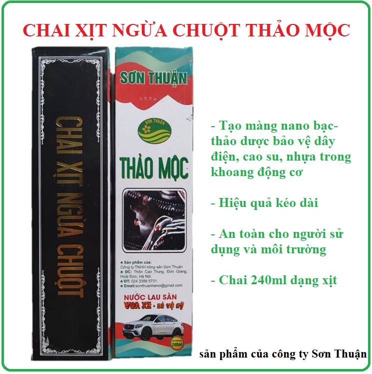 Chai xịt đuổi chuột tiện dụng dùng cho ô tô, gia đình, kho bãi hiệu quả lên đến 6 tháng, Xịt chống chuột ô tô