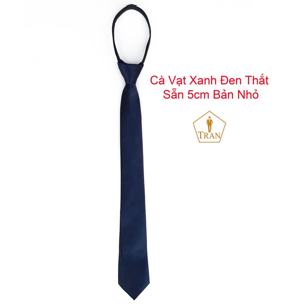 Cà Vạt, Caravat Xanh, Xanh Đen Nam Cao Cấp 5, 8cm Tự Thắt, Thắt Sẵn