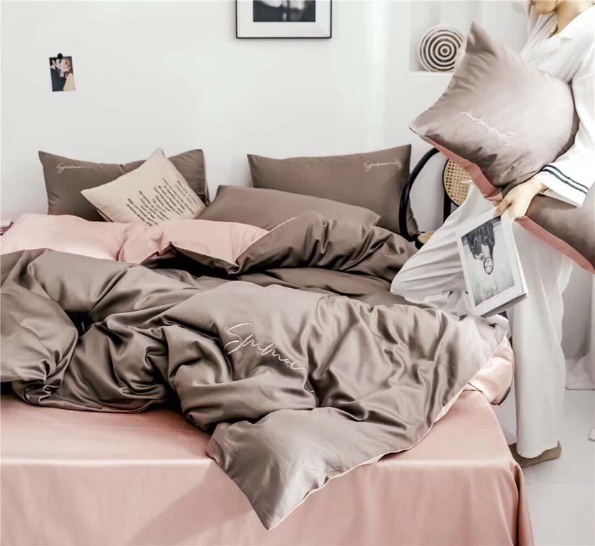 Bộ Chăn Ga Gối Lụa Tencel 60s Đơn Sắc LIDACO Cao Cấp - Nâu Cà Phê