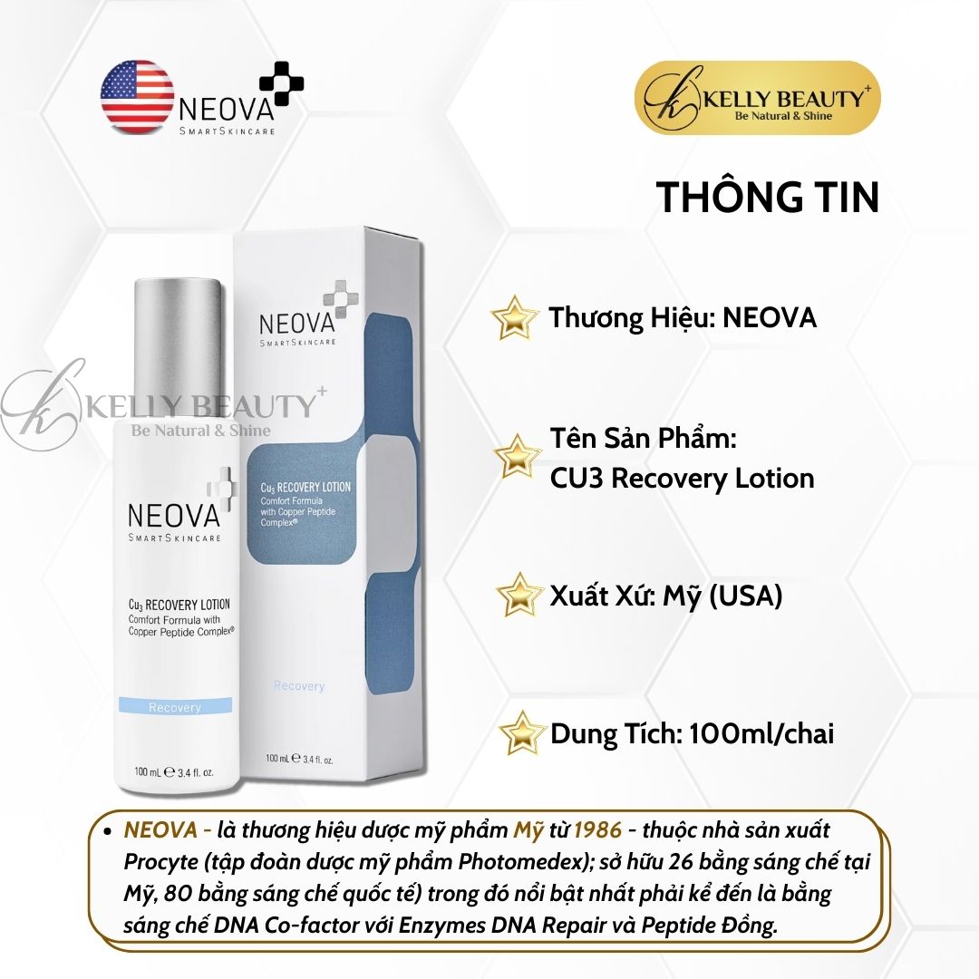 Sữa Dưỡng Phục Hồi Da Sau Treatment NEOVA CU3 Recovery Lotion | Kelly Beauty