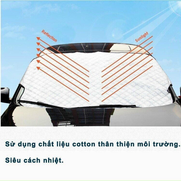Tấm chắn Nắng kính trước phủ ngoài Ô tô 3 lớp tráng nhôm - Chống nóng và tia UV hàng dầy
