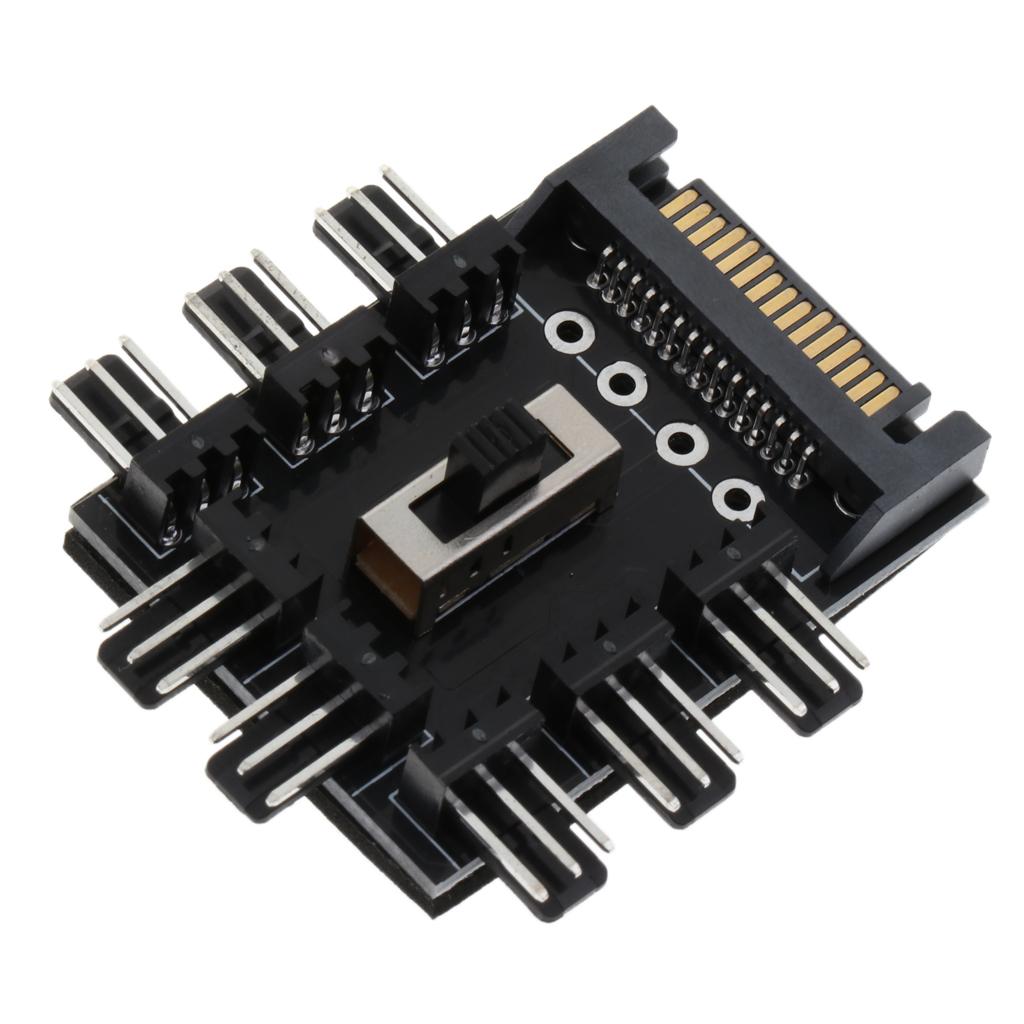 2xComputer Cooling SATA Fan Controller Fan Hub Governor With 3 Level Switch