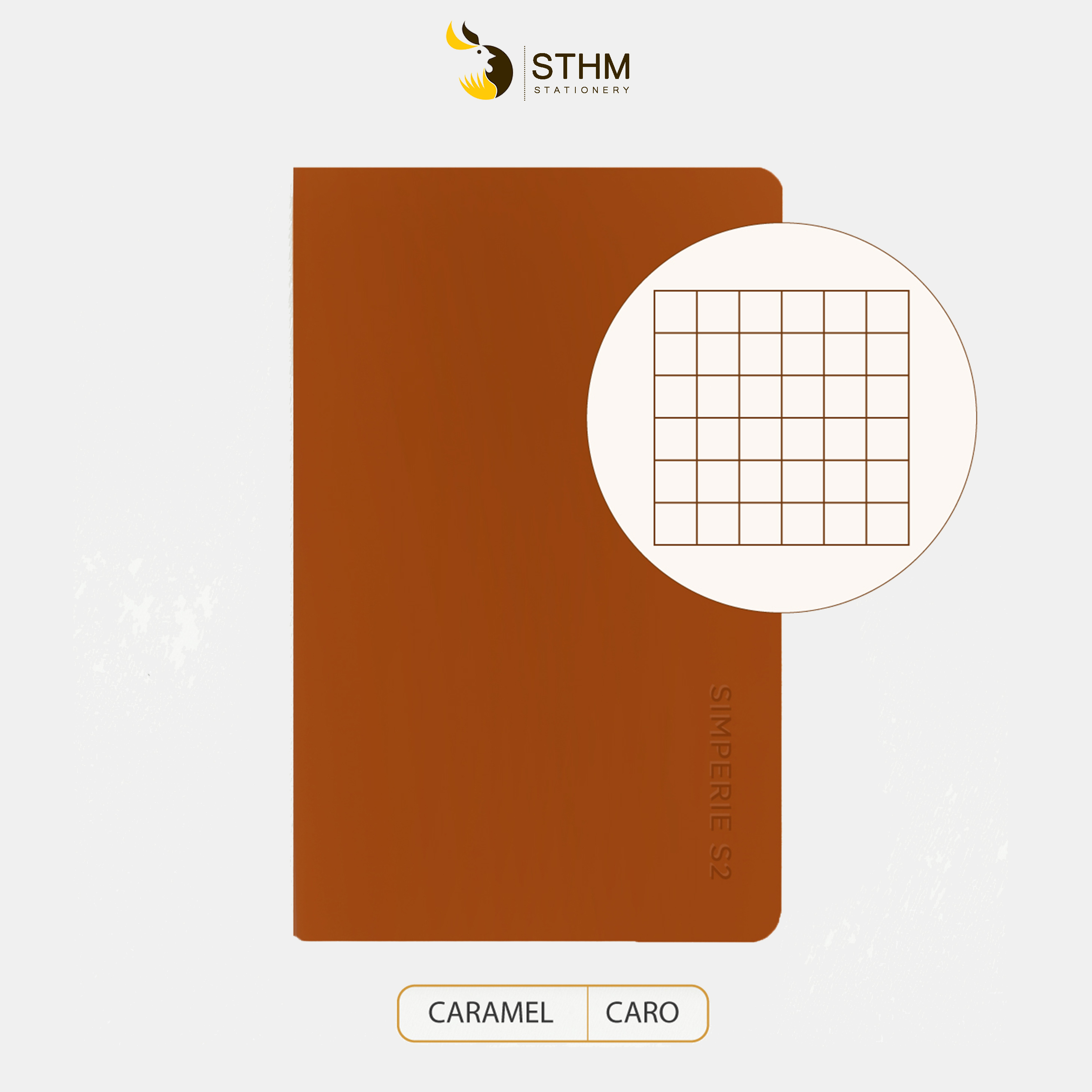 Simperie S2 - Ruột caro - 3 màu latte/caramel/pink - Sổ tay bìa da PU - STHM stationery