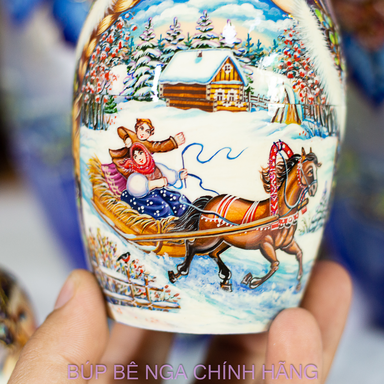 BỘ BÚP BÊ NGA MATRYOSHKA CAO CẤP 10 LỚP 26CM HOA VĂN "LỄ HỘI DÂN GIAN MÙA ĐÔNG" CỰC ĐẸP VÀ SANG TRỌNG