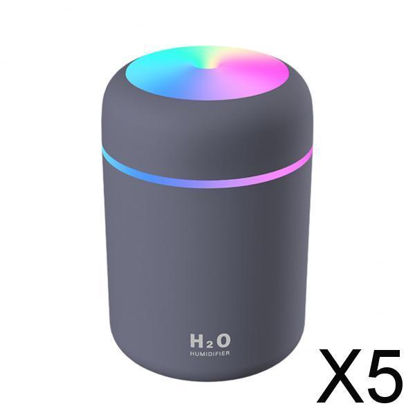 5xUSB Essential Oil Diffuser Portable Mini Air Humidifier Auto Shut Off Gray