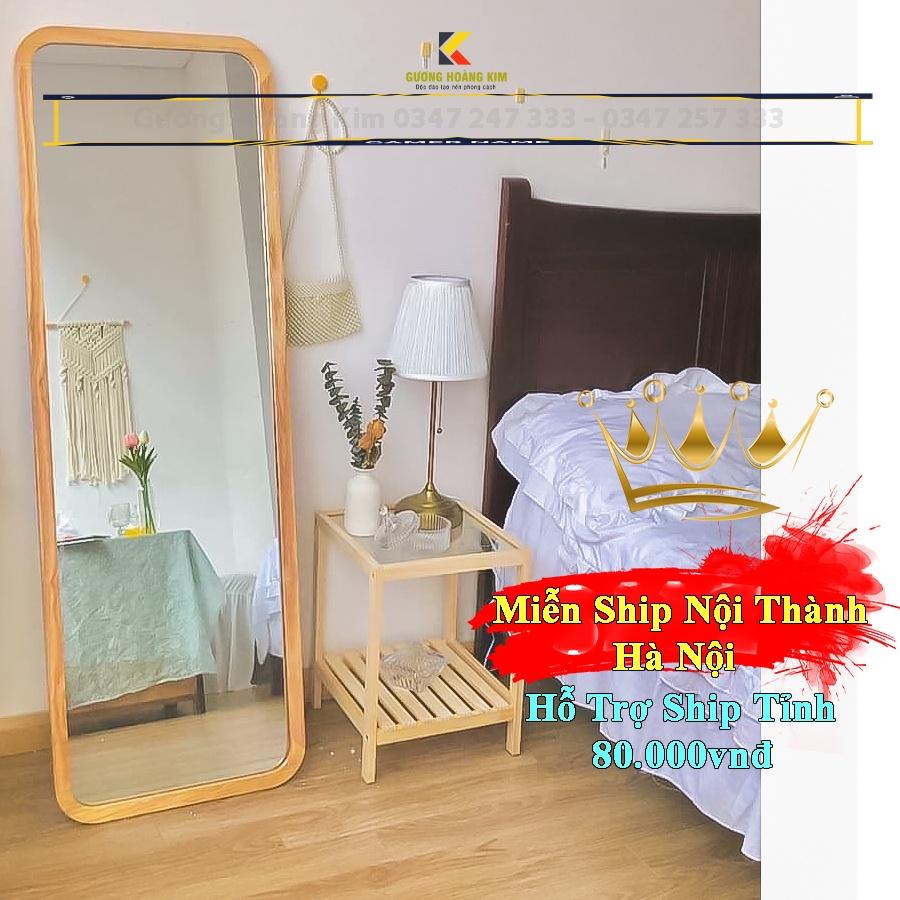 Gương soi toàn thân khung gỗ,trang điểm treo tương có chân khung gô di động giá rẻ 50x160,60x170cm guonghoangkim