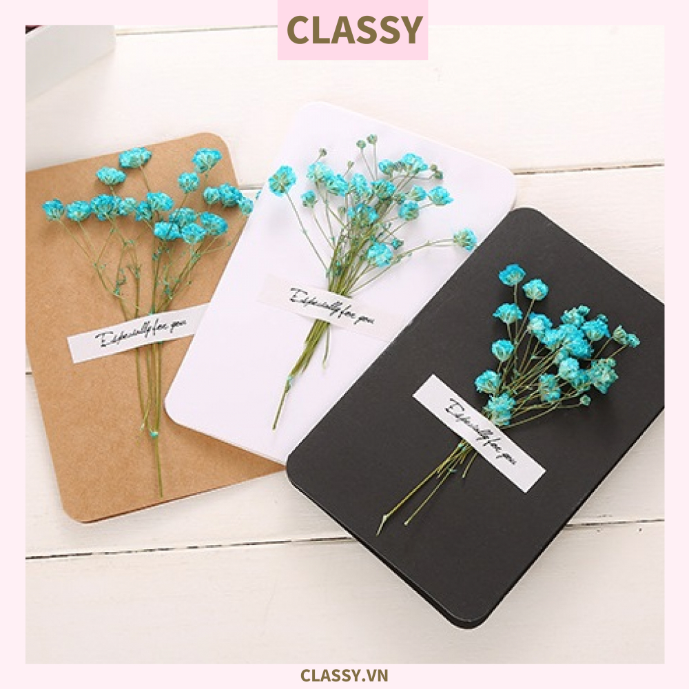 Classy Thiệp chúc mừng, thiệp giáng sinh có gắn hoa khô trang trí Q1366