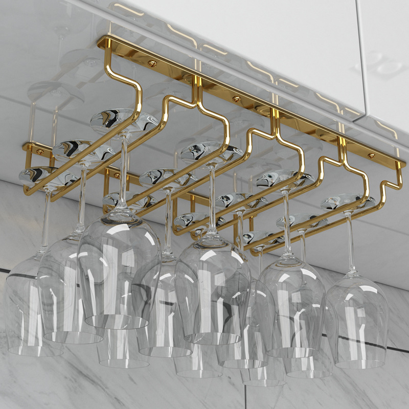 Giá Treo Ly Rượu Inox Mạ Vàng Quầy Bar 9-12 Ly Cao Cấp - Hàng Nhập Khẩu