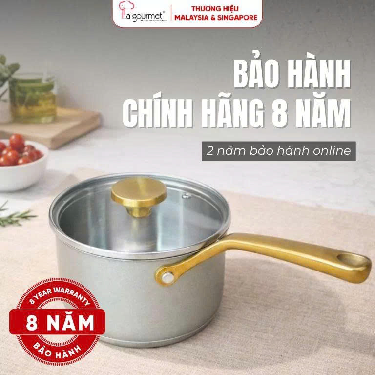 Quánh inox 304 3 lớp cán vàng La gourmet Aureon 16cm 1.7L – 436733