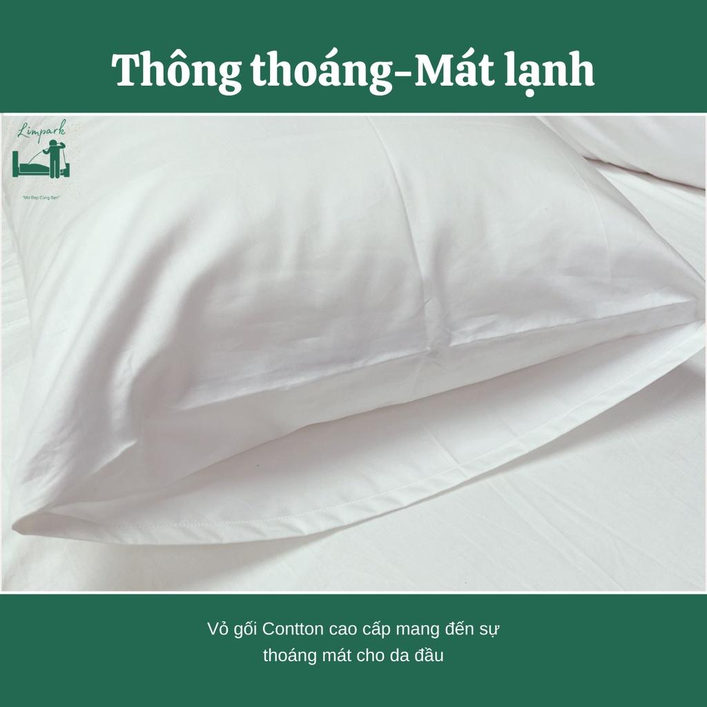 Vỏ gối trắng trơn-vỏ gối cao cấp 100% Cotton-tiêu chuẩn khách sạn 5 sao-Chất liệu êm ái,mịn màng-LIMPARK