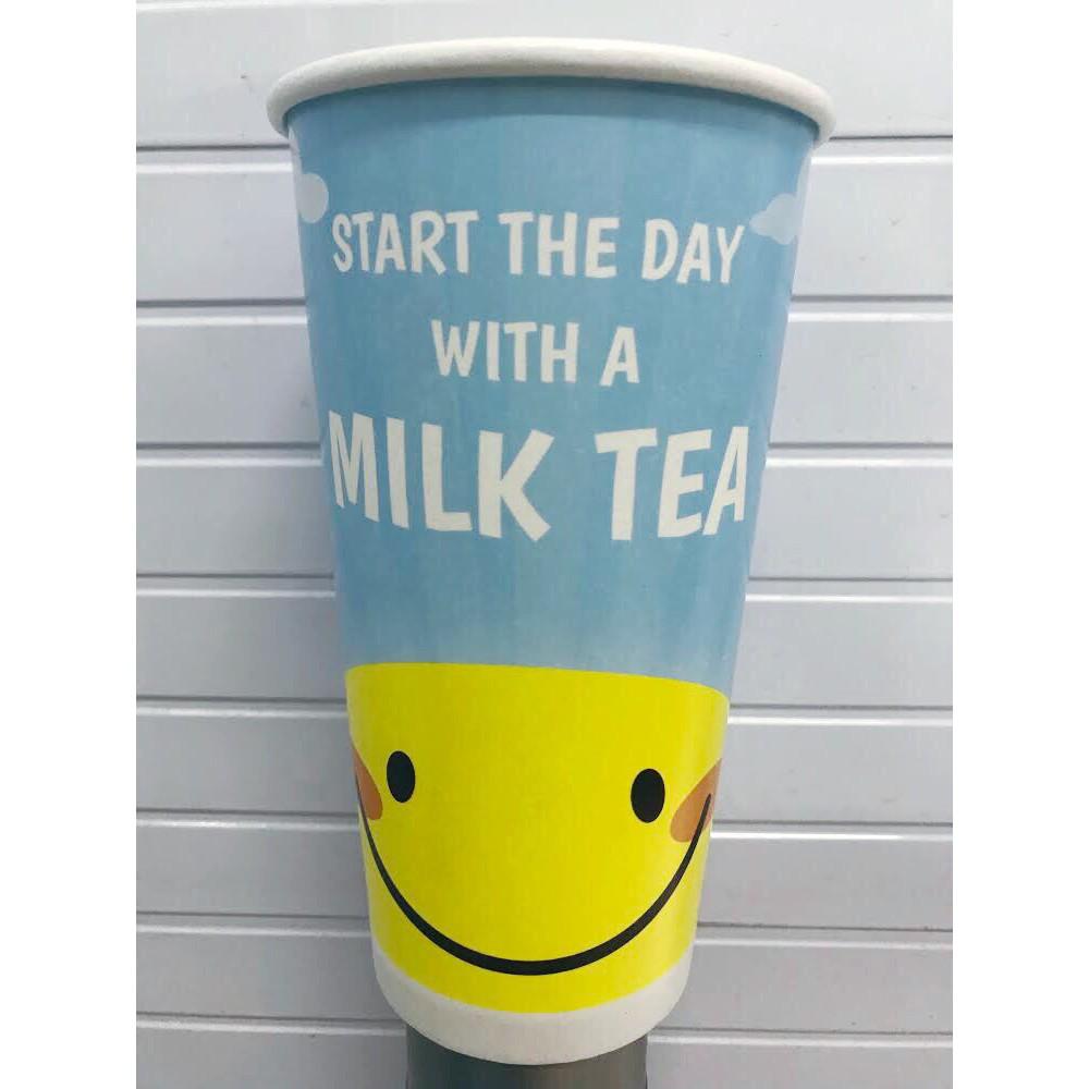 Ly trà sữa 22oz + nắp in sẵn họa tiết thịnh hành 2019.
