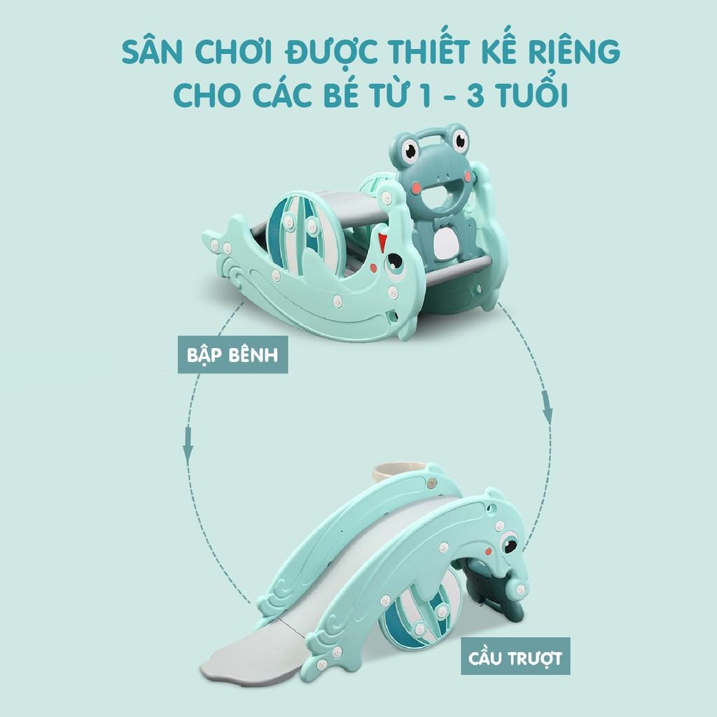 Cầu trượt bập bênh 3 trong 1 hình cá heo và ếch bằng nhựa dành cho trẻ từ 1 tuổi 9Baby