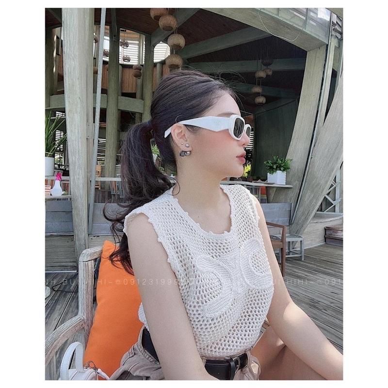 Áo len sát nách lưới ô chữ X quảng châu
