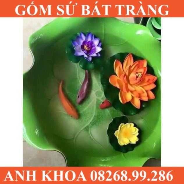 Bát sen thả hoa size 28cm - Gốm sứ Bát Tràng Anh Khoa