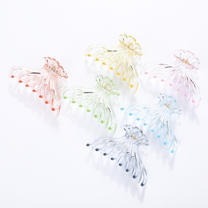 Kẹp càng cua size to 8 răng trong suốt kiểu Hàn Quốc KAH147 - Cam