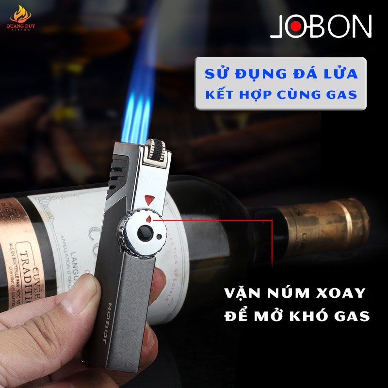 Hột quẹt bật lửa khò jobon 3 tia, thiết kế cửa sổ gas theo dõi tiện lợi