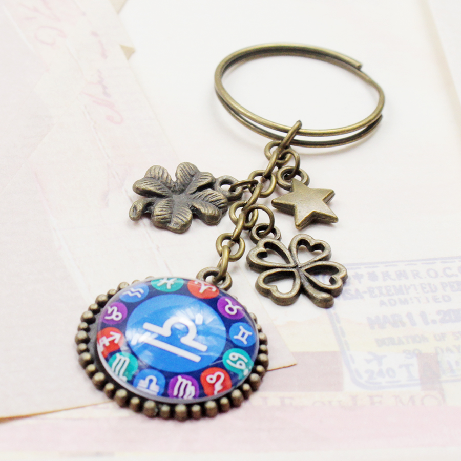 Móc khóa 12 cung hoàng đạo Zodiac tông xanh dương 06646-M14