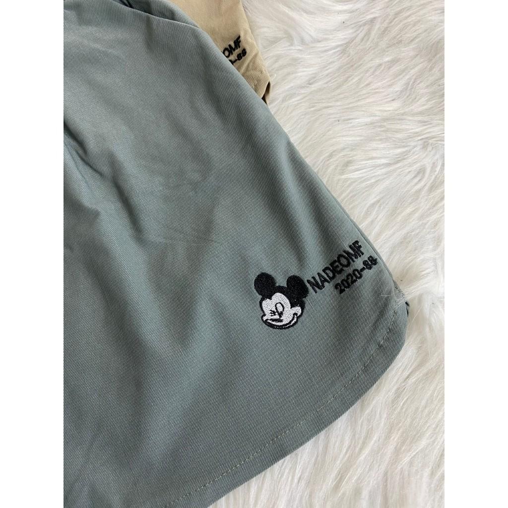 Quần Short Đùi Nữ Thêu Chữ Mickey Cạp Chun Co Giãn Tốt