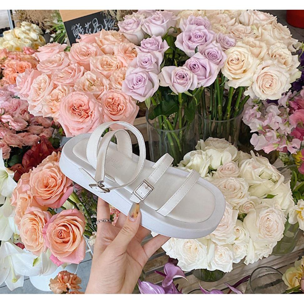 Giày sandal quai hậu nữ đế bằng dây ngang mảnh phong cách Hàn Quốc cá tính - Mã S62