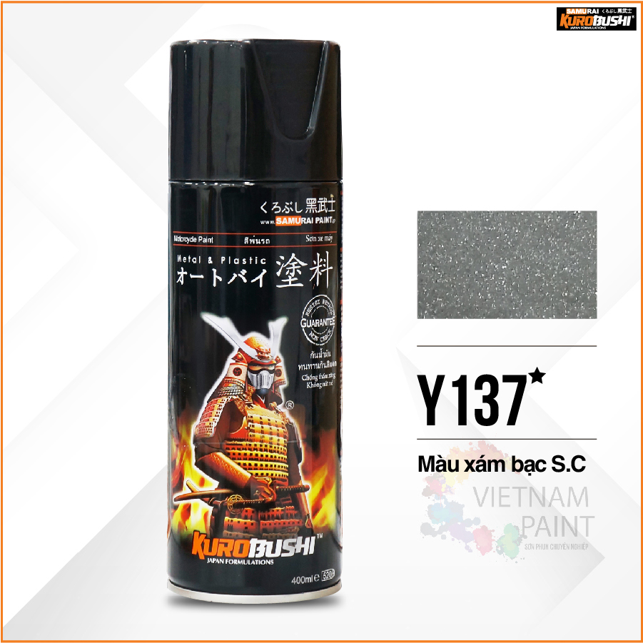 Sơn xịt Samurai Kurobushi - MÀU XÁM BẠC S.C Y137 (400ml)