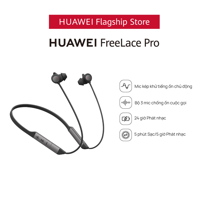 Tai Nghe Huawei Freelace Pro | Mic Kép Chống Ồn Chủ Động | Chế Độ Nhận Dạng Môi Trường Xung Quanh | Kêt Nối Với Thế Giới | Driver 14mm Âm Thanh Mạnh Mẽ | Hàng Chính Hãng - Đen Khói