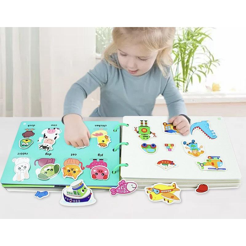 Học liệu bóc dán montessori 17 chủ đề giáo dục sớm thông minh cho bé, bảng bận rộn quiet book cho bé