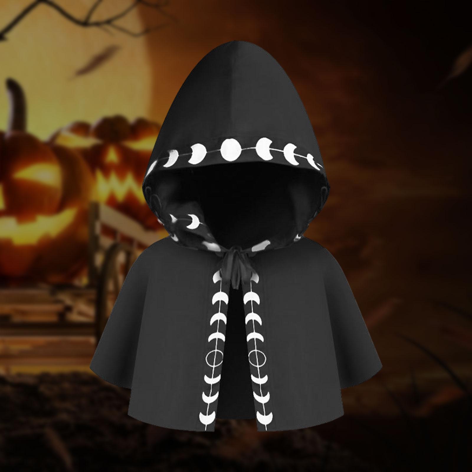 Halloween Cloak Hooded Poncho Cosplay Costume Accessories Medieval Hooded Cloak Hat for Role Playing Dress up Festival Party