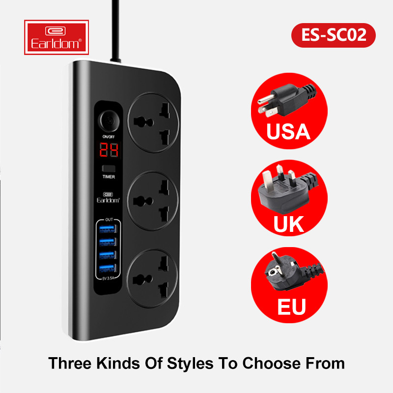 Ổ Cắm Nhiều Cổng trang bị đến 3 phích cắm và 4 cổng USB cao cấp - Hàng chính hàng