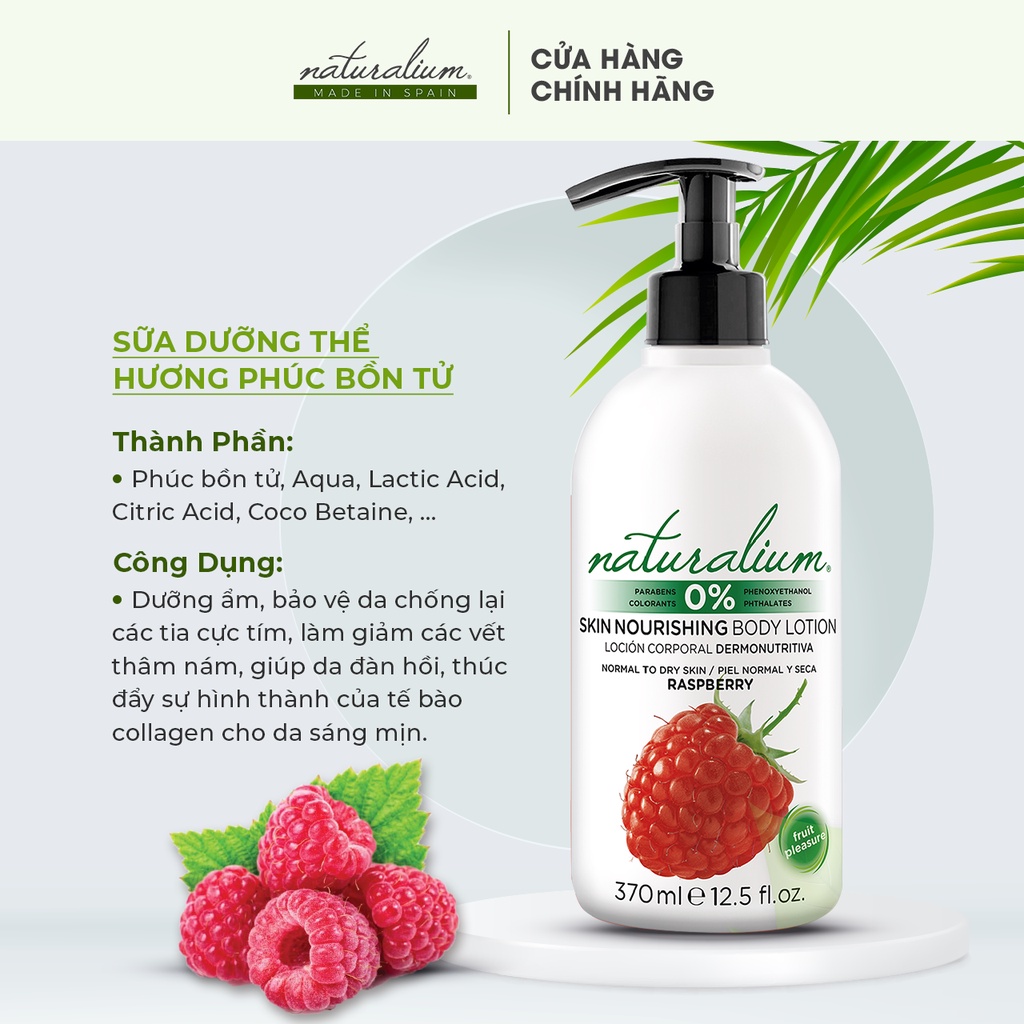 Sữa dưỡng thể NATURALIUM Skin Nourishing Body Lotion hương phúc bồn tử 370ml chống lão hóa da, nuôi dưỡng làn da khỏe mạnh