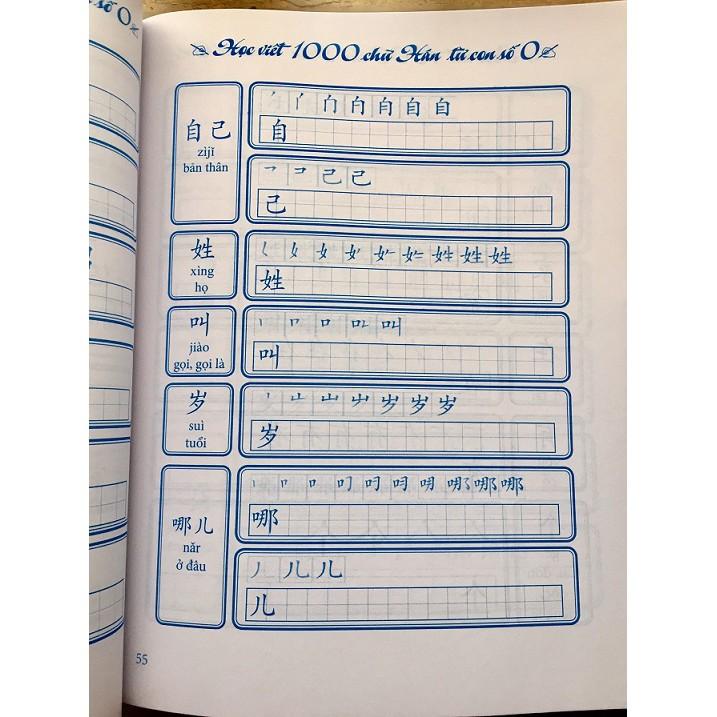 Sách học viết 1000 chữ Hán từ con số 0