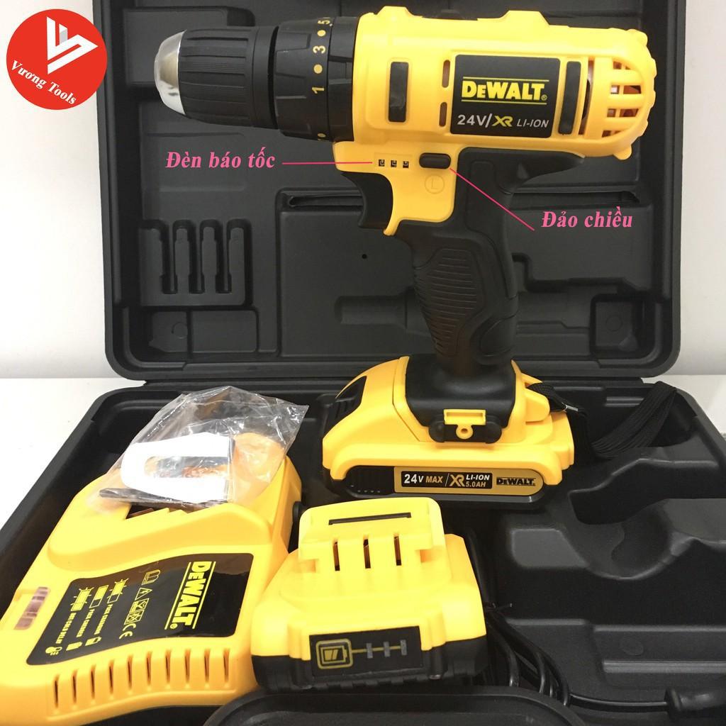 Máy Khoan Pin Dewalt 24V Có Búa, Máy khoan Cầm Tay Tặng Mũi Khoan