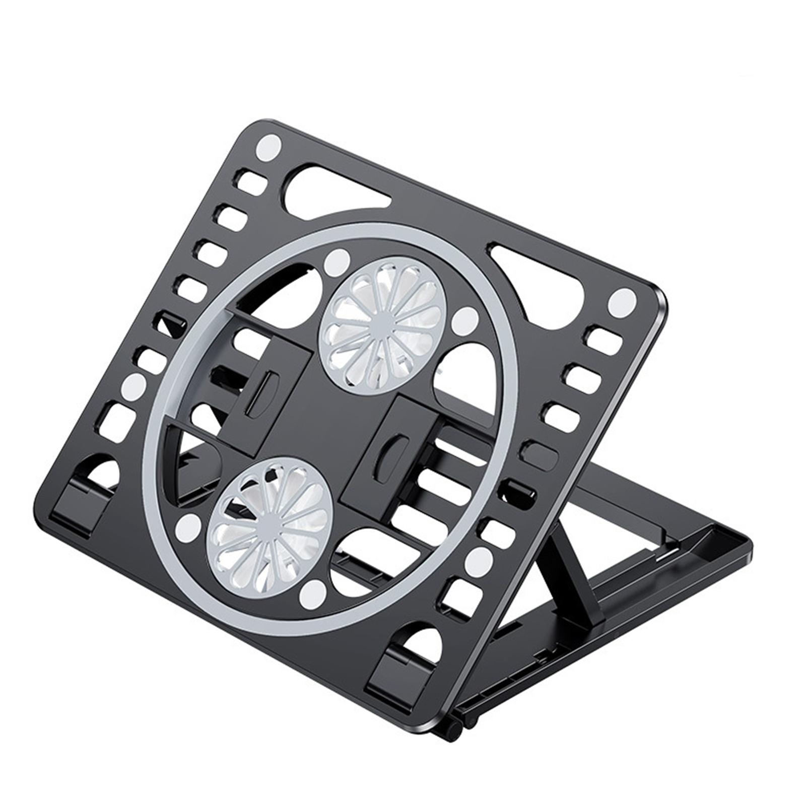 Support Laptop Cooling Pad with 2 Quiet Fans 6 Height Adjustable Foldable Slim Light-Weight Cooler Stand for Notebook Mobile Phones Book