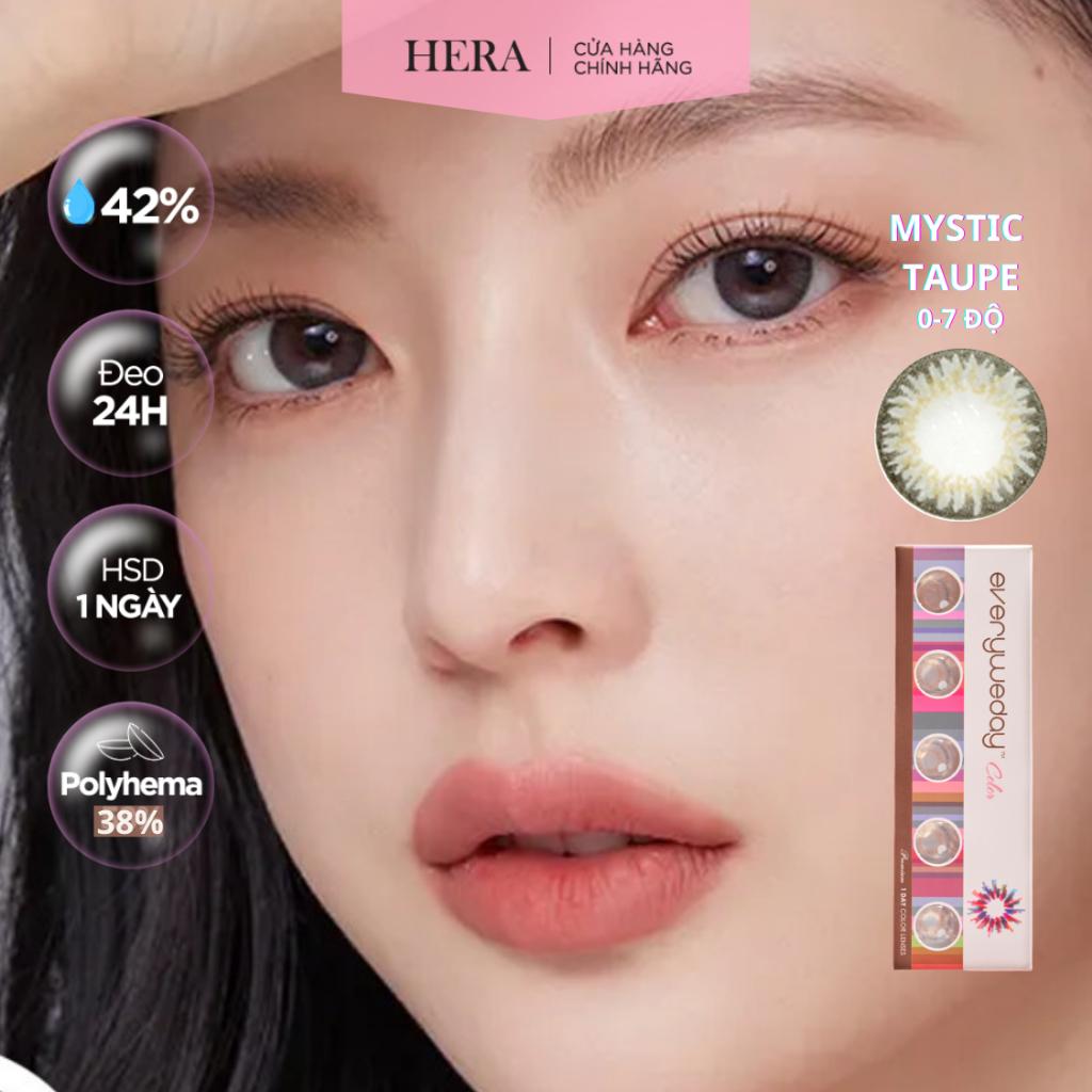 Kính Áp Tròng Hera Xám Nâu Ma Mị 0 - 7 Độ MYSTIC TAUPE Nhập Khẩu Hàn Quốc Lens Cận 1 Ngày (1 cặp)