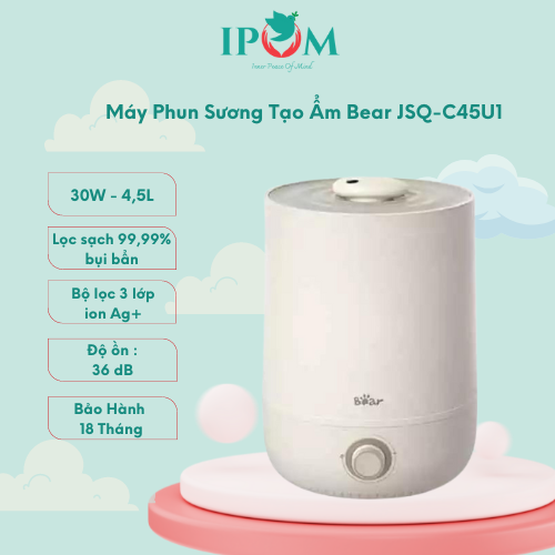 Máy Phun Sương Tạo Ẩm Bear Làm Mát Không Khí, Bộ Lọc Ion Bạc Diệt Khuẩn, Tiết Kiệm Năng Lượng JSQ-C45U1 - Hàng Chính Hãng Bảo hành 18 Tháng