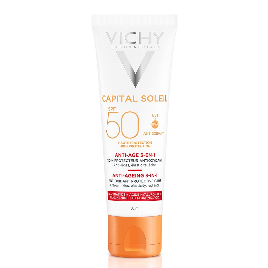 Kem chống nắng bảo vệ, giảm lão hóa Vichy Capital Soleil 3in1 Anti-Aging SPF50 50ml