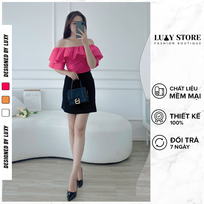 Áo croptop trễ vai LUXY A30030 trendy, phong cách sang chảnh dự tiệc