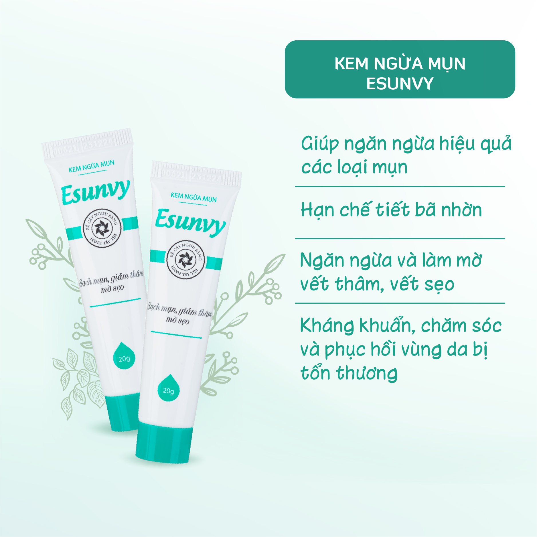 Bộ Chăm Sóc Da Mụn & Chống Nắng Dưỡng Da Esunvy - Giúp Sạch Mụn, Hết Thâm, Mờ Sẹo, Lành Tính, Hiệu Quả CSDMCNDD