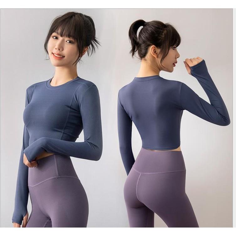 Áo tập gym yoga nữ dài tay xỏ ngón cao cấp, Áo thể thao hot