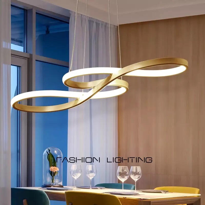 Đèn thả led hiện đại thiết kế uốn lượn độc đáo trang trí phòng khách, bàn ăn, nhà hàng, quán cafe DY3052