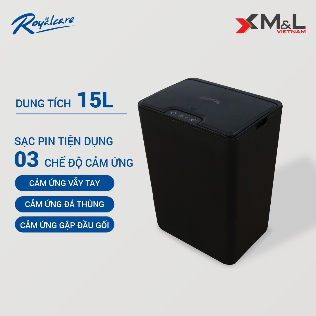 Thùng rác thông minh cảm ứng tự động Royal Care FH-2 chống nước, phong cách Hàn Quốc