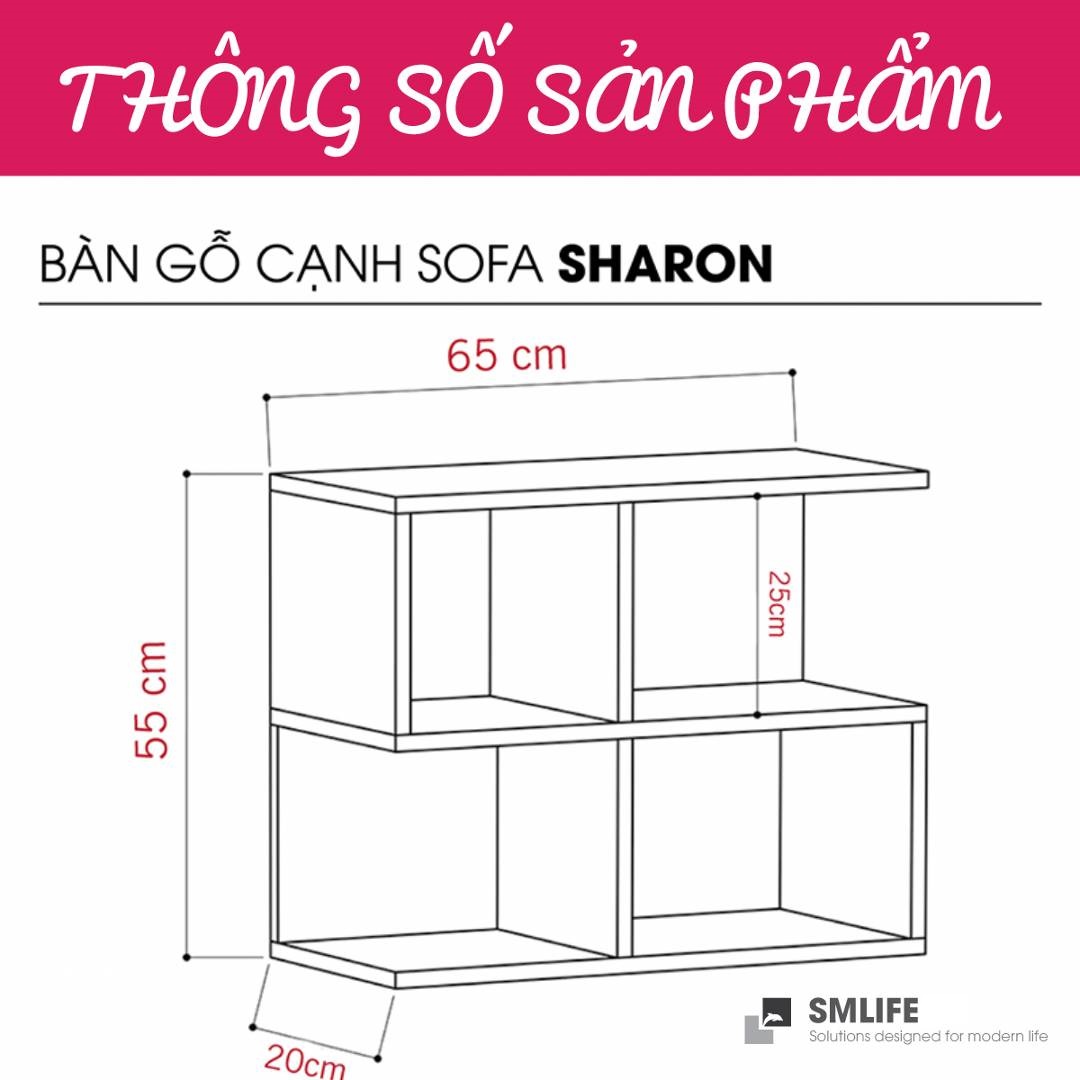 Bàn gỗ cạnh Sofa hiện đại SMLIFE Sharons | Gỗ MDF dày 17mm chống ẩm | D65xR20xC55cm - Màu