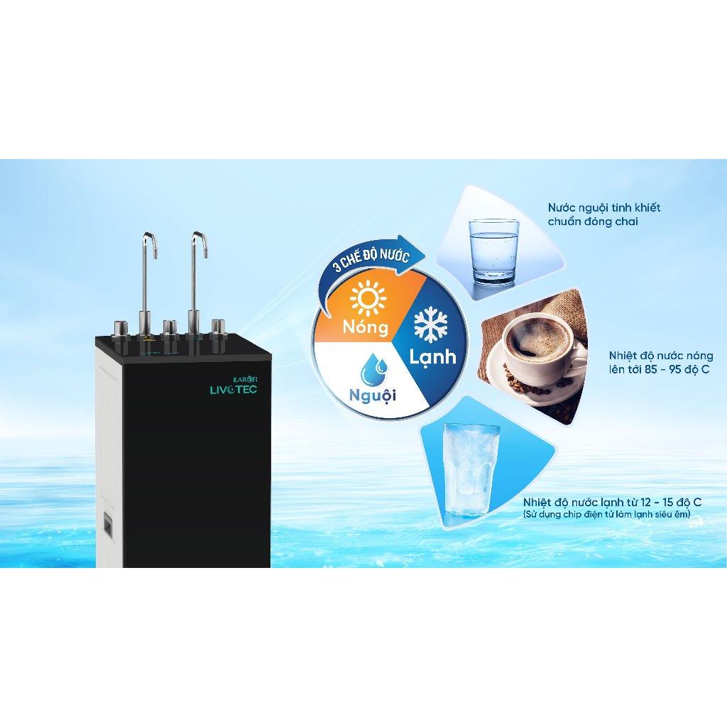 [TẶNG BỘ LÕI] Máy lọc nước Nóng Lạnh KAROFI Livotec 612 - 10 Lõi, màng RO Hàn Quốc, công suất 20L/h - Hàng Chính Hãng