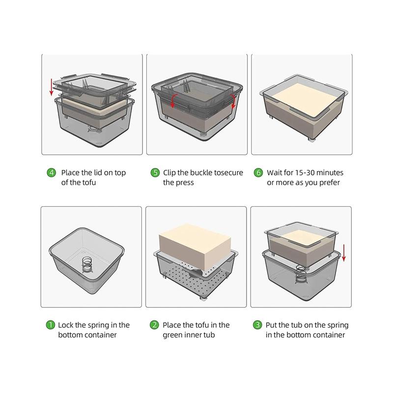 DIY Nhựa Đậu Phụ Khuôn Ép Tự Chế Đậu Phụ Khuôn Đậu Nành Sữa Đông Đậu Phụ Làm Khuôn Với Pho Mát Vải Nấu Ăn Nhà Bếp, Xám