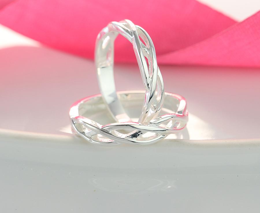 Nhẫn đôi bạc nhẫn cặp bạc đẹp họa tiết vô cực ND0401 - 9